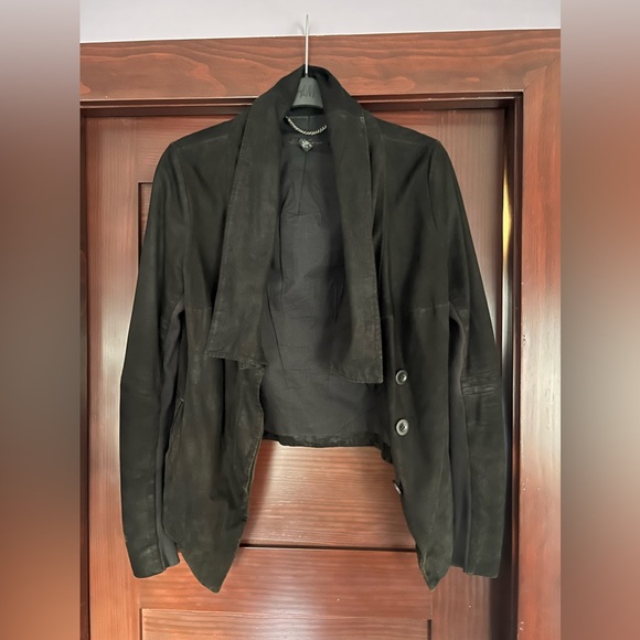 Kenneth Cole Black Leather  Asymmetrical Jacket - Medium - Picture 3 of 6